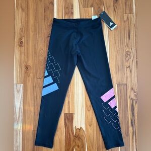 Adidas Black Leggings with Pink and Blue Accents